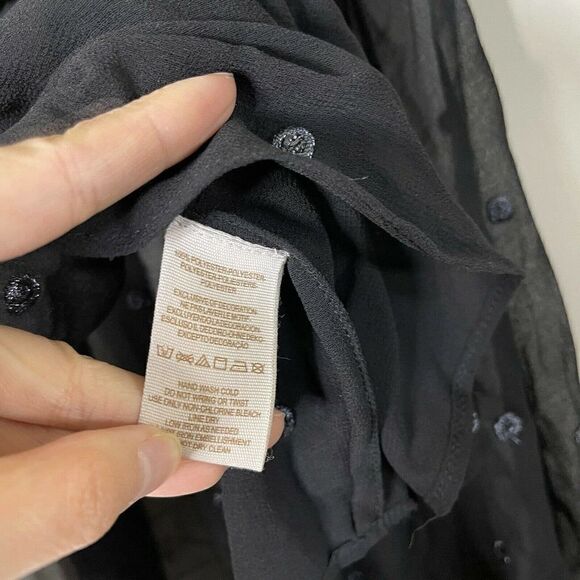 Free People Ready to Run Black Chiffon Boho sheer Long sleeve Top XS - Picture 6 of 7